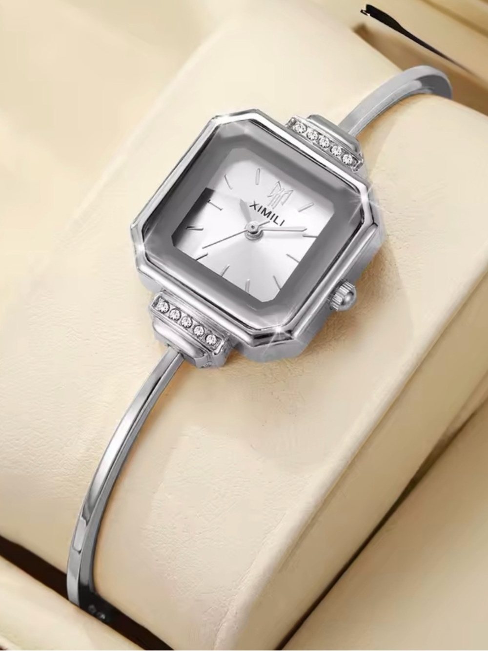 Target Silver Square Crystal Accent Bangle Watch for Women
